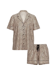 Victoria's Secret Leopard Brown Satin Short Pyjama Set - Image 1 of 1