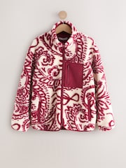 Estampado de cachemira en burdeos - Paisley Print Funnel Neck Borg Jacket - Imagen 6 de 8