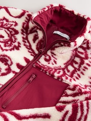 Estampado de cachemira en burdeos - Paisley Print Funnel Neck Borg Jacket - Imagen 7 de 8