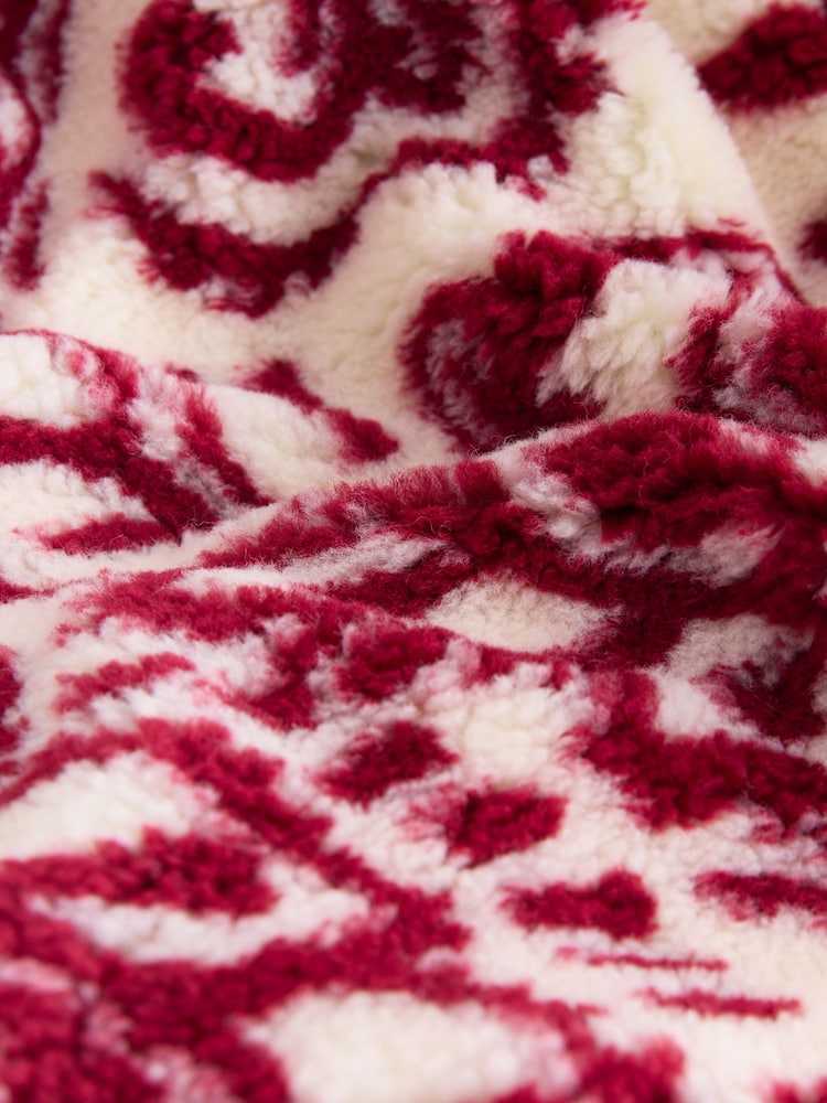 Estampado de cachemira en burdeos - Paisley Print Funnel Neck Borg Jacket - Imagen 8 de 8