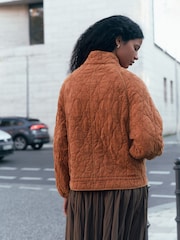 Rostbraun - Bestickte Steppjacke mit Trichterkragen - Bild 3 von 7