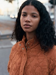 Rostbraun - Bestickte Steppjacke mit Trichterkragen - Bild 4 von 7