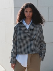 Kariert/Marineblau - Cropped-Trenchcoat - Bild 2 von 8