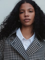 Kariert/Marineblau - Cropped-Trenchcoat - Bild 4 von 8