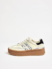 Lipsy White Standard Fit Leopard Print Side Stripe Chunky Gum Sports Trainers - Image 5 of 5