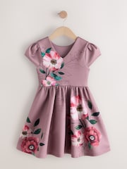 Sjokoladebrun - Blomstrete festkjole (3–16år) - Bilde 2 av 4