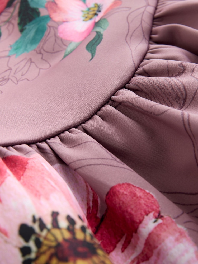 Chocolate Brown Floral Party Dress (3-16yrs) - Image 4 of 4 Chocolate Brown Floral Party Dress (3-16yrs) - Image 4 of 4