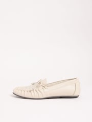 Lipsy Cream Faux Leather Studded Casual Moccasin Loafers - Image 5 of 5
