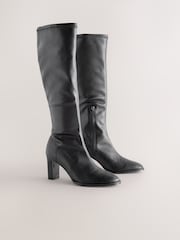 Black Standard/Wide Fit Forever Comfort® Round Toe Knee High Sock Boots - Image 2 of 5