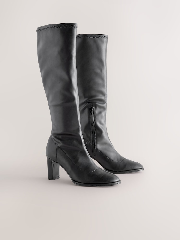 Black Standard/Wide Fit Forever Comfort® Round Toe Knee High Sock Boots - Image 2 of 5