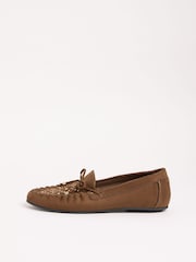 Lipsy Chocolate Brown Faux Leather Studded Casual Moccasin Loafers - Image 5 of 5