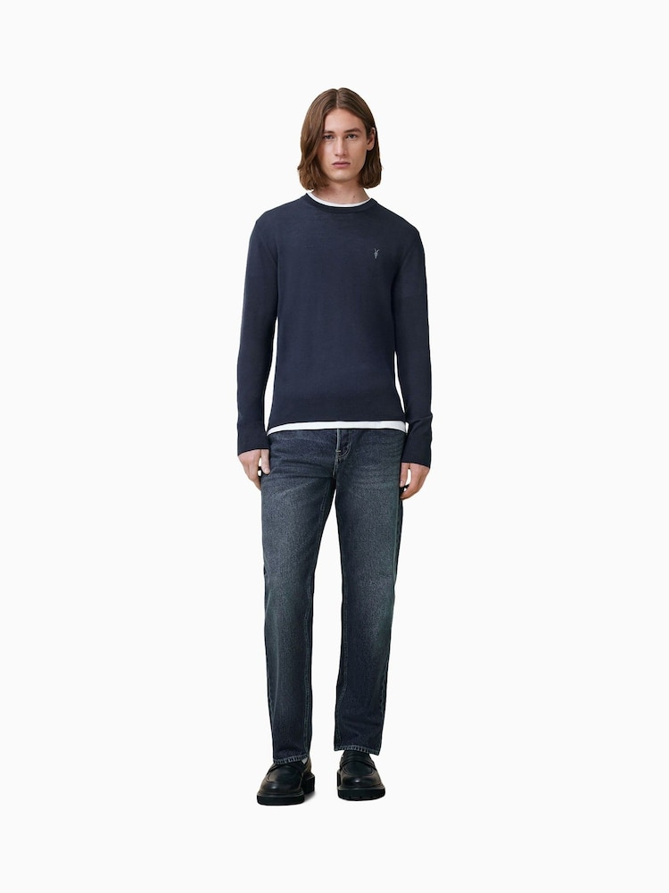AllSaints NAVY BLUE Mode Merino Crew Jumper - Image 3 of 6