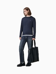 AllSaints NAVY BLUE Mode Merino Crew Jumper - Image 4 of 6