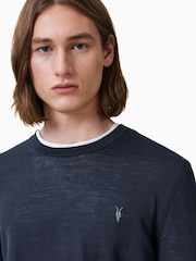AllSaints NAVY BLUE Mode Merino Crew Jumper - Image 5 of 6