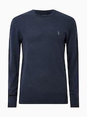 AllSaints NAVY BLUE Mode Merino Crew Jumper - Image 6 of 6