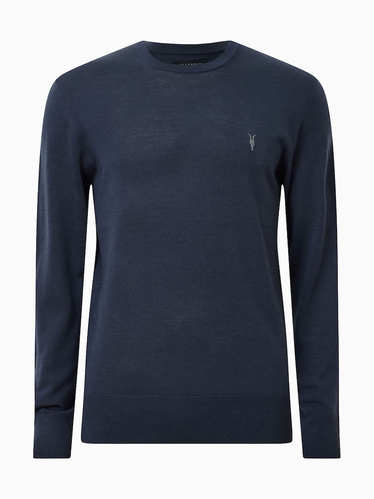 AllSaints NAVY BLUE Mode Merino Crew Jumper - Image 6 of 6