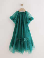 Green Mesh Bow Occasion Dress (3-16yrs) - Image 1 of 4