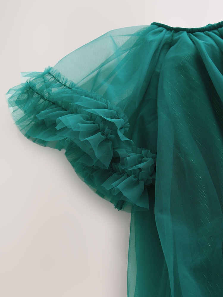 Green Mesh Bow Occasion Dress (3-16yrs) - Image 4 of 4