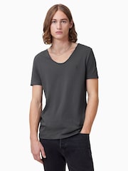 AllSaints Grey Tonic Scoop 100% Organic Cotton T-Shirt - Image 1 of 7