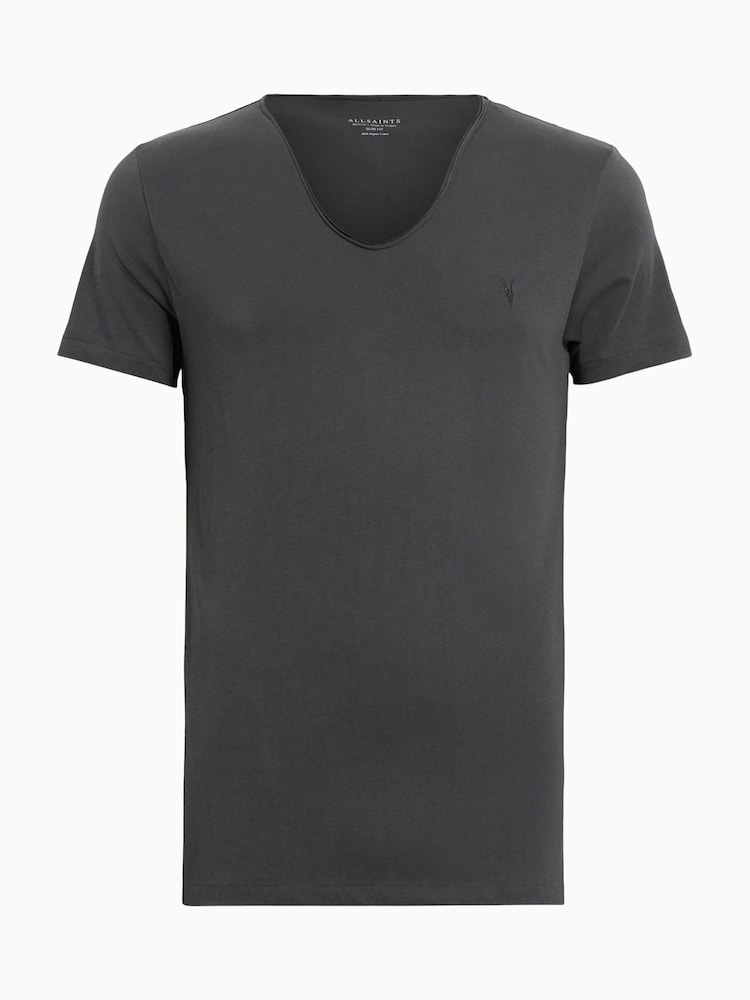 AllSaints Grey Tonic Scoop 100% Organic Cotton T-Shirt - Image 7 of 7