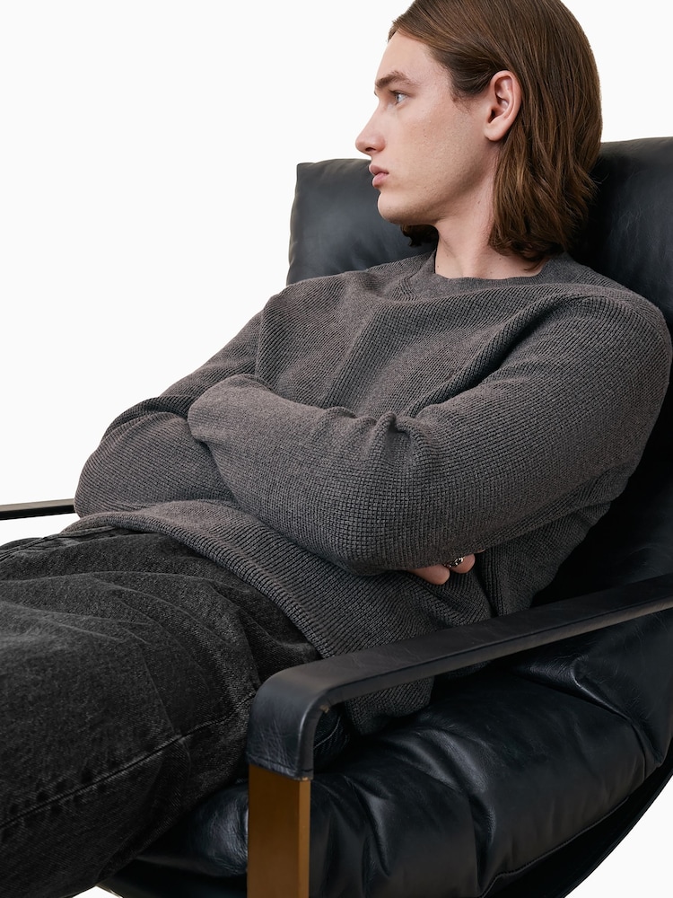 AllSaints MONUMENT GREY Aspen Crew Jumper - Image 1 of 7