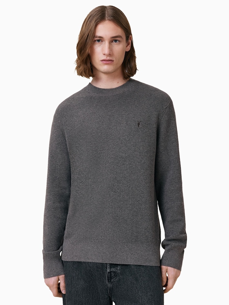 AllSaints MONUMENT GREY Aspen Crew Jumper - Image 3 of 7