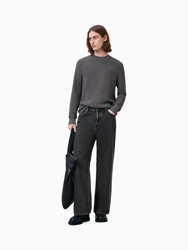 AllSaints MONUMENT GREY Aspen Crew Jumper - Image 4 of 7