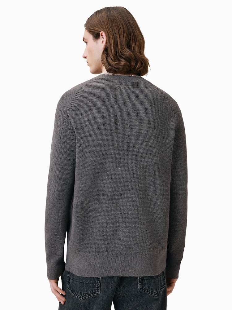 AllSaints MONUMENT GREY Aspen Crew Jumper - Image 6 of 7