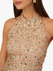 Adrianna Papell Pink Beaded Halter Short Dress - Image 4 of 6
