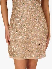 Adrianna Papell Pink Beaded Halter Short Dress - Image 5 of 6