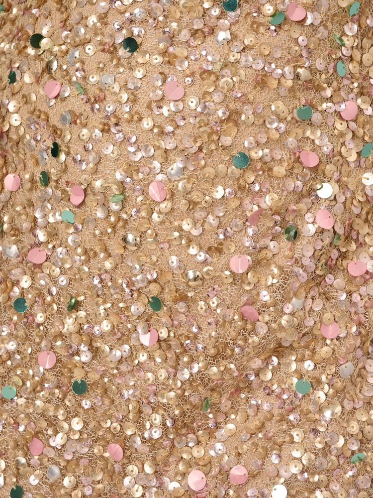 Adrianna Papell Pink Beaded Halter Short Dress - Image 6 of 6 Adrianna Papell Pink Beaded Halter Short Dress - Image 6 of 6