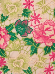 Rochie scurtă cu broderie florală roz Adrianna Papell - Imaginea 4 din 7