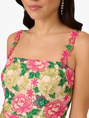 Rochie scurtă cu broderie florală roz Adrianna Papell - Imaginea 6 din 7