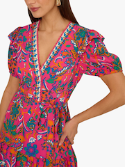 Adrianna  by Adrianna Papell Pink Printed Short Flounce Dress - Image 6 of 6