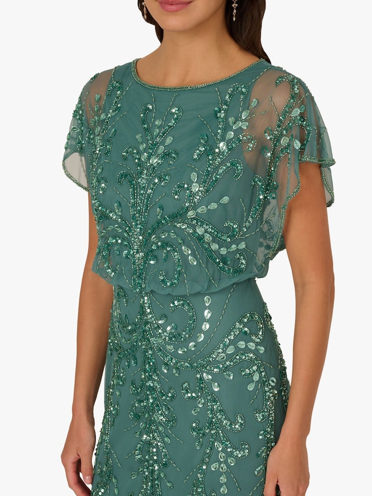 Buy Adrianna Papell Green Beaded Blouson Long Dress from Next USA Buy Adrianna Papell Green Beaded Blouson Long Dress from Next USA