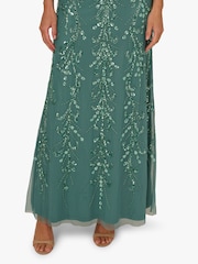 Adrianna Papell Green Beaded Blouson Long Dress - Image 5 of 6