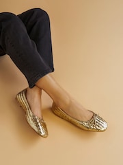 zlata (barva); zlato - Zlati usnjeni čevlji Jones Bootmaker Stephanie - Slika 1 iz 6