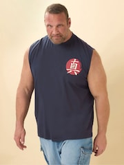 BadRhino Big & Tall Blue 100% Cotton Back And Front Print Vest - Image 1 of 6