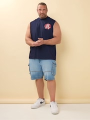 BadRhino Big & Tall Blue 100% Cotton Back And Front Print Vest - Image 2 of 6