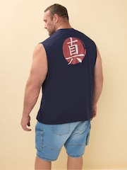 BadRhino Big & Tall Blue 100% Cotton Back And Front Print Vest - Image 3 of 6