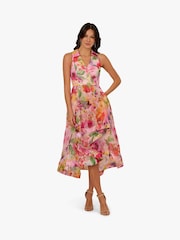 Adrianna Papell Pink Printed High Low Dress - Image 1 of 6