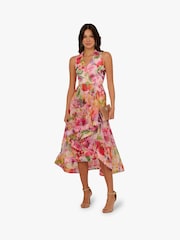 Adrianna Papell Pink Printed High Low Dress - Image 3 of 6