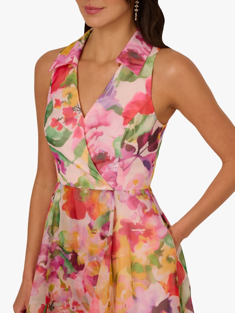 Adrianna Papell Pink Printed High Low Dress - Image 4 of 6