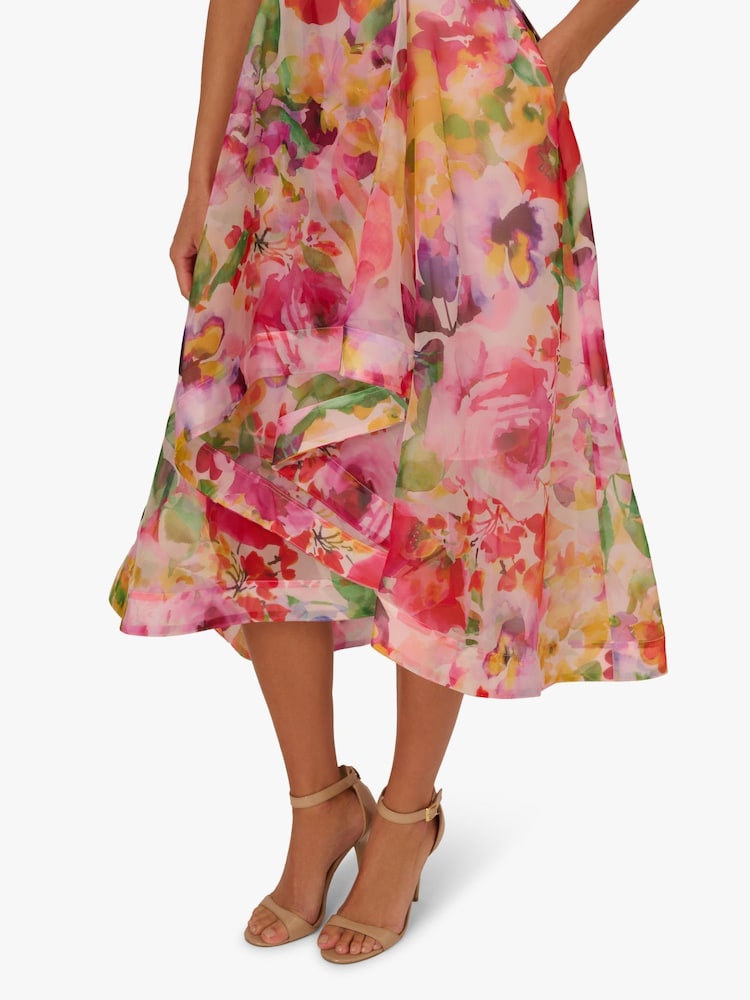 Adrianna Papell Pink Printed High Low Dress - Image 5 of 6