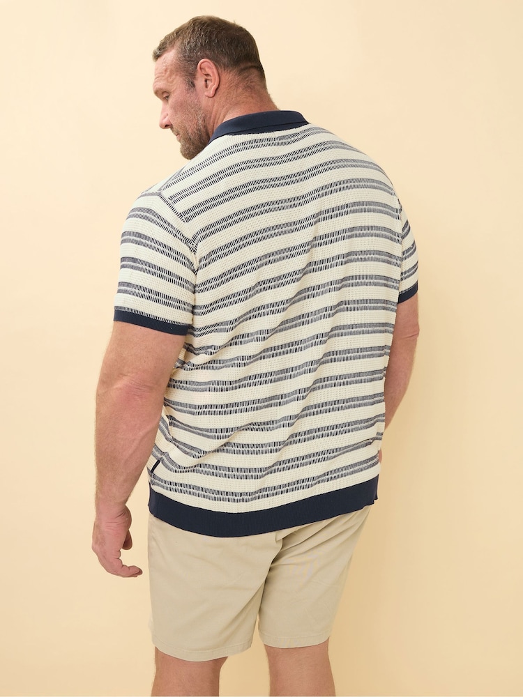BadRhino Big & Tall Dark Blue Knitted 100% Cotton Polo Shirt - Image 2 of 4
