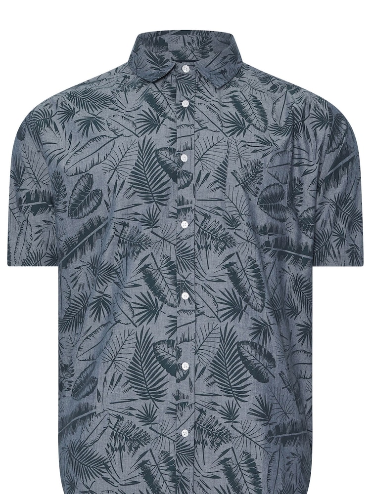 Azul - BadRhino Big & Tall Chambray Tonal Leaf 100% Cotton Shirt - Imagen 1 de 2 Azul - BadRhino Big & Tall Chambray Tonal Leaf 100% Cotton Shirt - Imagen 1 de 2