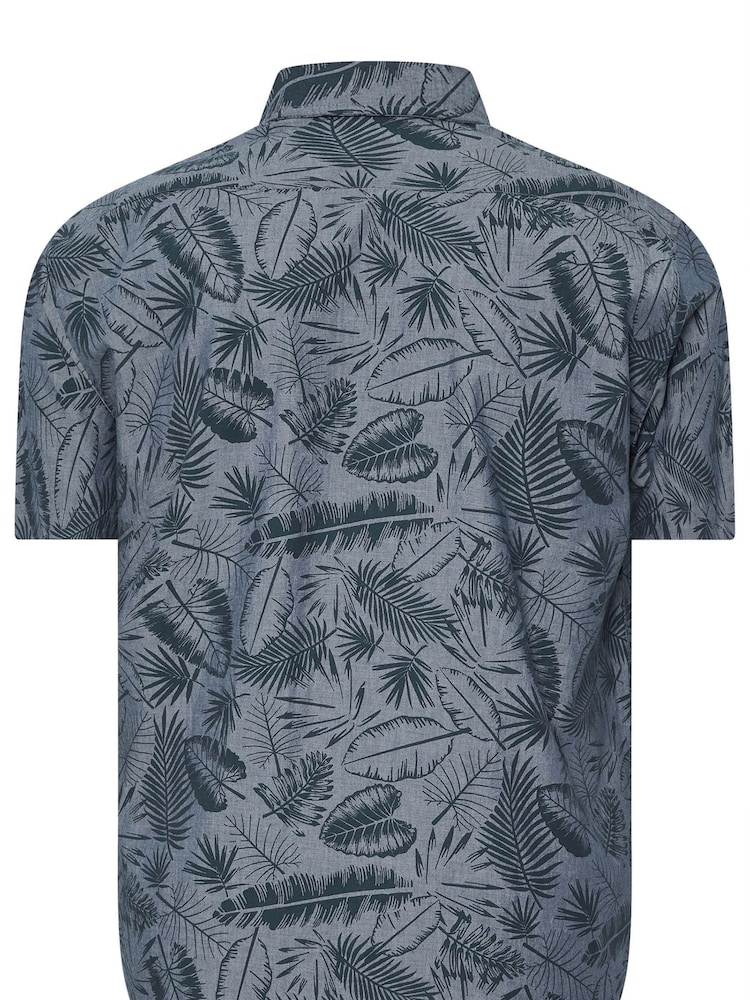 Azul - BadRhino Big & Tall Chambray Tonal Leaf 100% Cotton Shirt - Imagen 2 de 2 Azul - BadRhino Big & Tall Chambray Tonal Leaf 100% Cotton Shirt - Imagen 2 de 2
