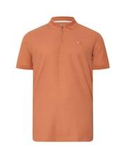 BadRhino Big & Tall Orange Waffle Texture Zip 100% Cotton Polo Shirt - Image 1 of 2