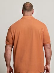 BadRhino Big & Tall Orange Waffle Texture Zip 100% Cotton Polo Shirt - Image 3 of 6