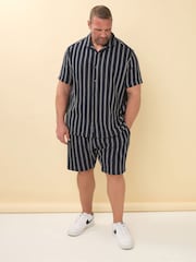 BadRhino Big & Tall Blue Co-Ord Stripe 100% Cotton Shorts - Image 2 of 6